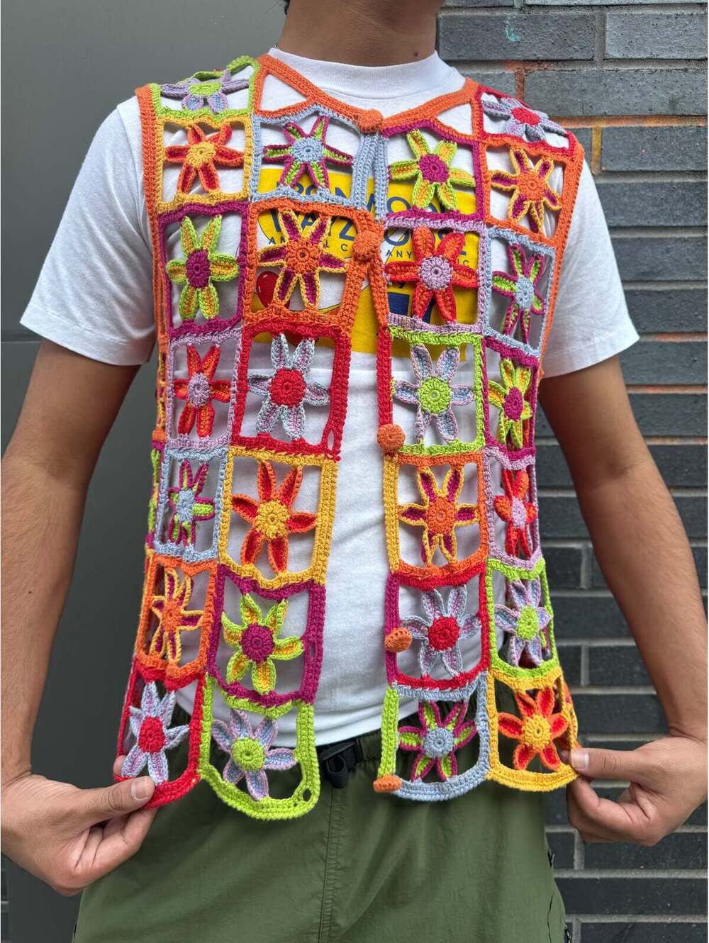 Colorful Knit Floral Vest